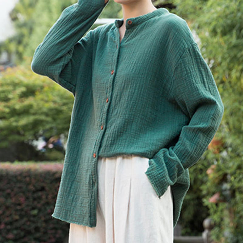 Buddha Stones Literackie Artystyczne Dwuwarstwowe Piaskowanie Bawełniane Lniane Ubrania - image 28