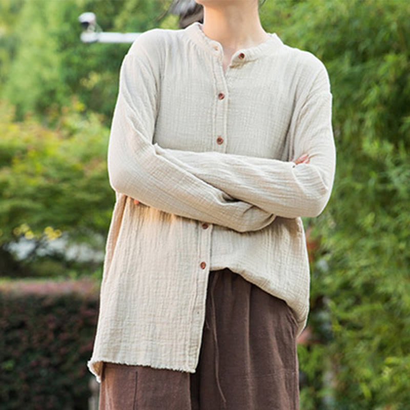 Buddha Stones Literackie Artystyczne Dwuwarstwowe Piaskowanie Bawełniane Lniane Ubrania - image 9