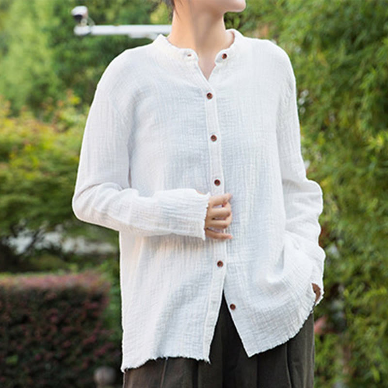 Buddha Stones Literackie Artystyczne Dwuwarstwowe Piaskowanie Bawełniane Lniane Ubrania - image 15