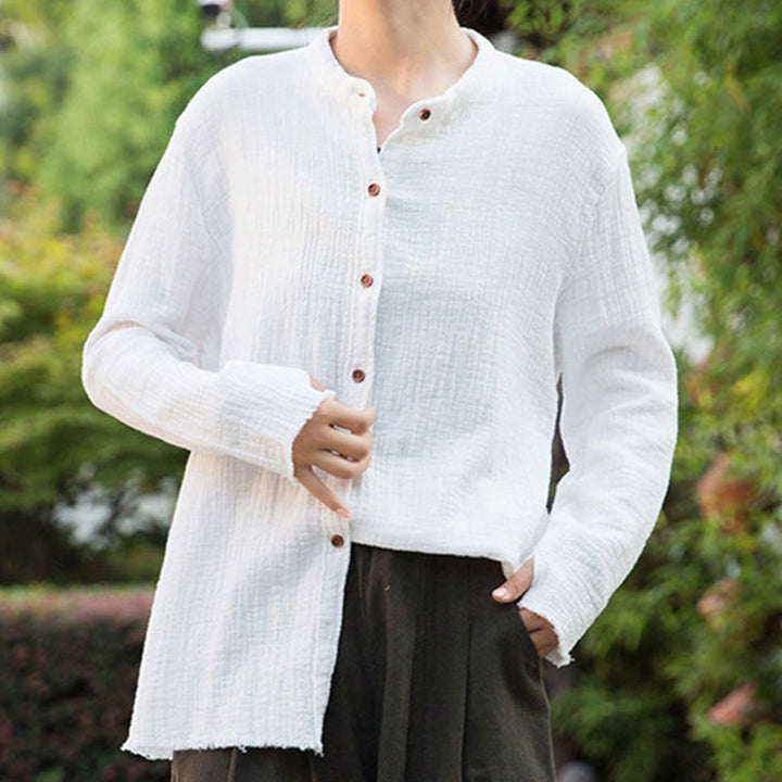 Buddha Stones Literackie Artystyczne Dwuwarstwowe Piaskowanie Bawełniane Lniane Ubrania - image 18