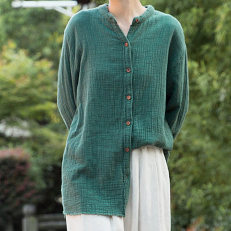 Buddha Stones Literackie Artystyczne Dwuwarstwowe Piaskowanie Bawełniane Lniane Ubrania - image 32