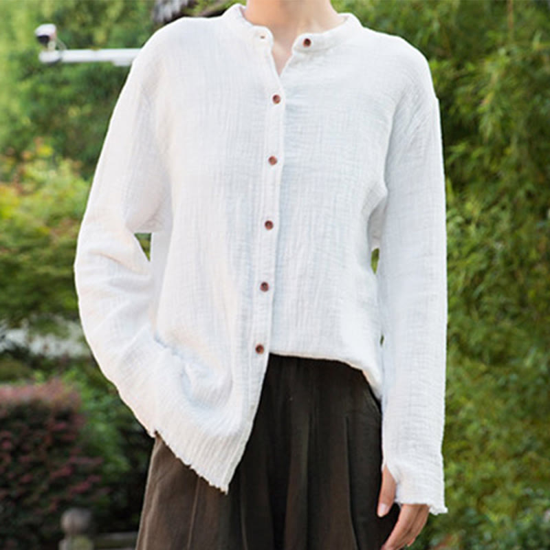 Buddha Stones Literackie Artystyczne Dwuwarstwowe Piaskowanie Bawełniane Lniane Ubrania - image 19