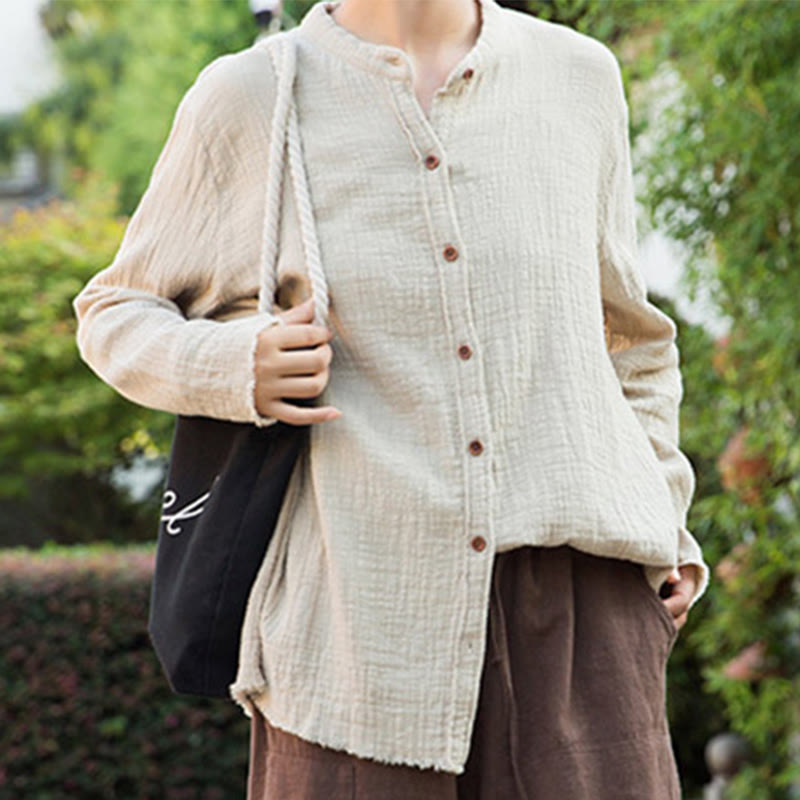 Buddha Stones Literackie Artystyczne Dwuwarstwowe Piaskowanie Bawełniane Lniane Ubrania - image 3