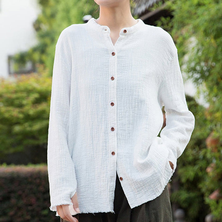 Buddha Stones Literackie Artystyczne Dwuwarstwowe Piaskowanie Bawełniane Lniane Ubrania - image 17