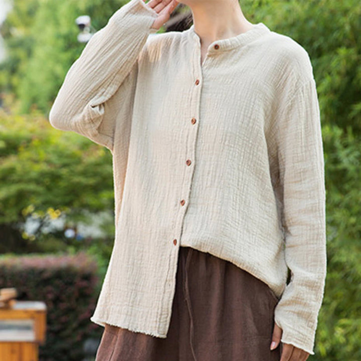 Buddha Stones Literackie Artystyczne Dwuwarstwowe Piaskowanie Bawełniane Lniane Ubrania - image 5