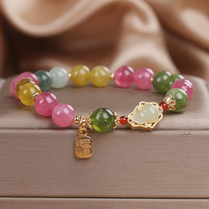 Bransoletka z Buddha Stones, turmalinem i charakterem Fu Love