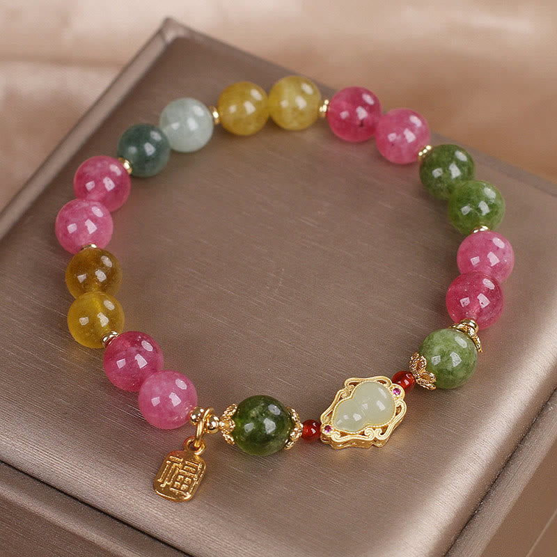 Bransoletka z Buddha Stones, turmalinem i charakterem Fu Love