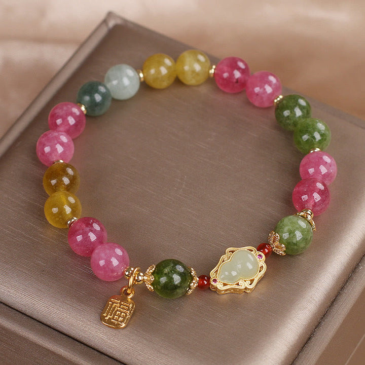 Bransoletka z Buddha Stones, turmalinem i charakterem Fu Love