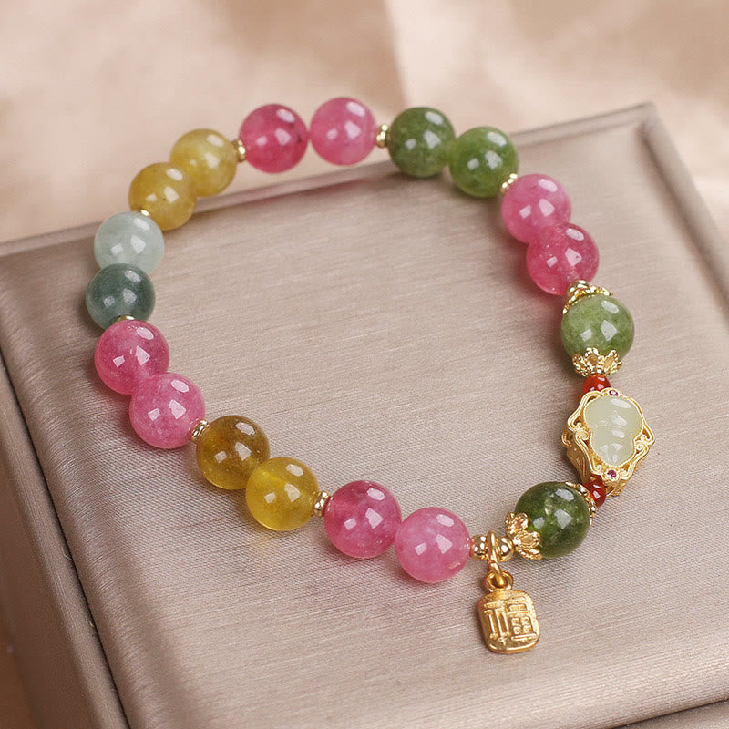 Bransoletka z Buddha Stones, turmalinem i charakterem Fu Love