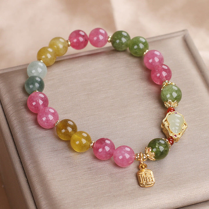 Bransoletka z Buddha Stones, turmalinem i charakterem Fu Love
