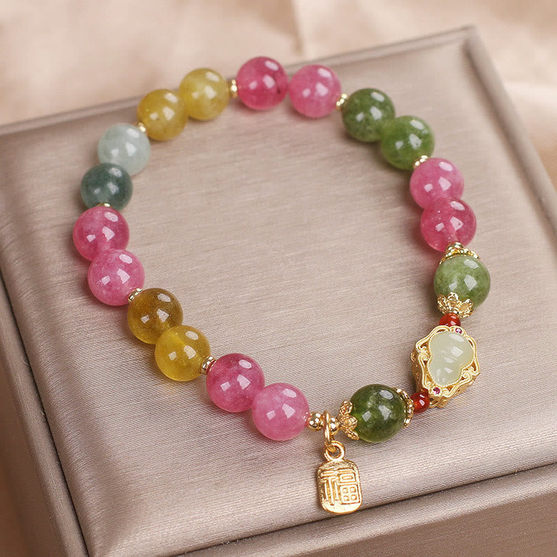 Bransoletka z Buddha Stones, turmalinem i charakterem Fu Love