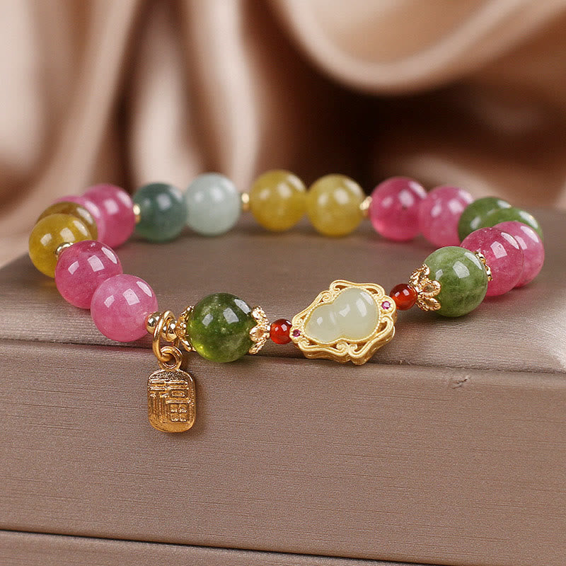 Bransoletka z Buddha Stones, turmalinem i charakterem Fu Love