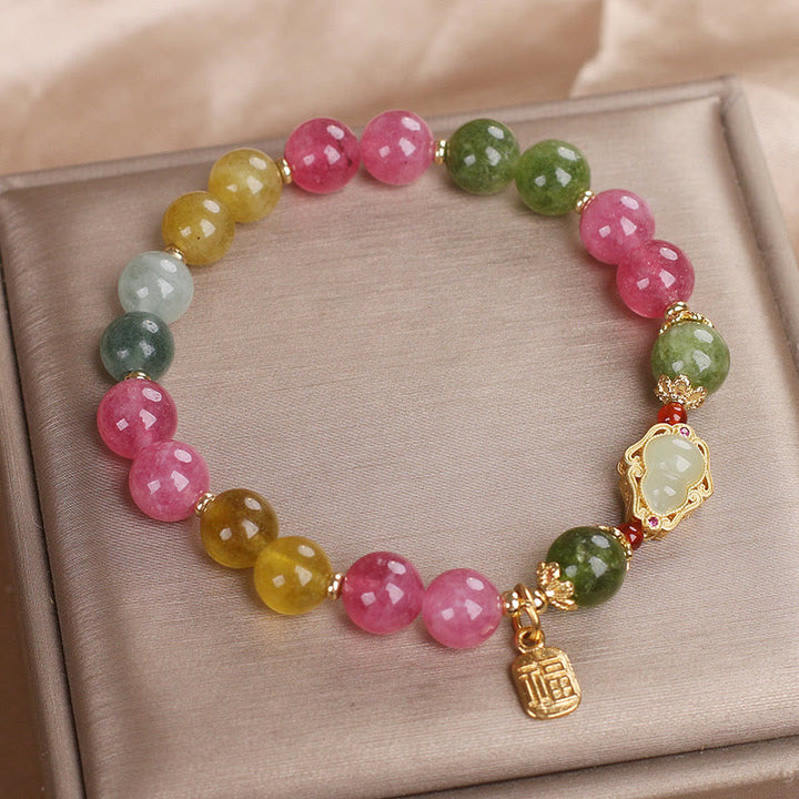 Bransoletka z Buddha Stones, turmalinem i charakterem Fu Love