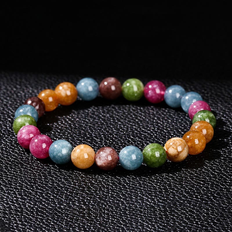 Bransoletka z wielokolorowego turmalinu z Buddha Stones - Turmalin (obwód nadgarstka: 14-16 cm) - 10 mm - image 0