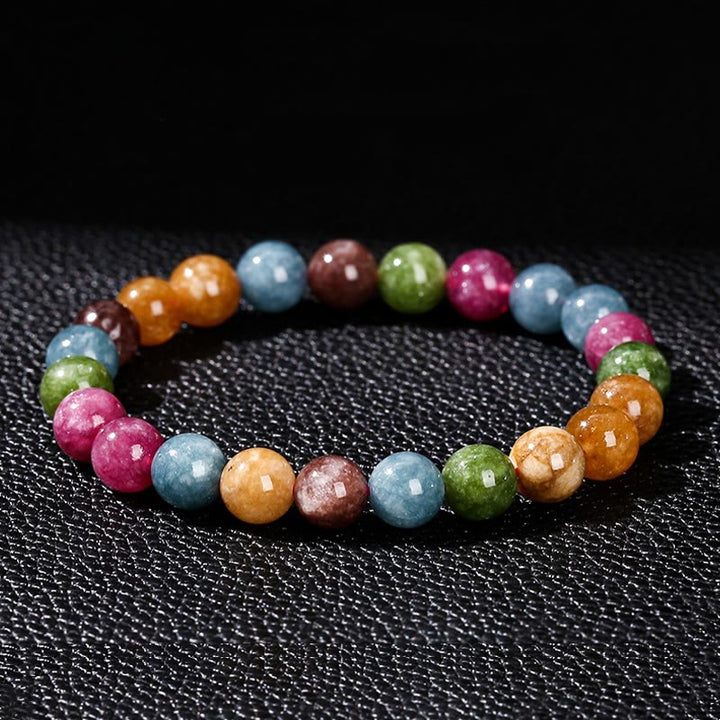 Bransoletka z wielokolorowego turmalinu z Buddha Stones - Turmalin (obwód nadgarstka: 14-16 cm) - 10 mm - image 0