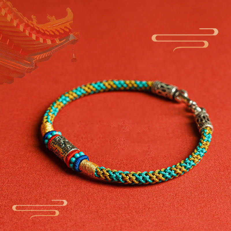 Buddha Stones Kolorowy sznur Sześć prawdziwych słów Bransoletka ze srebra 925 Focus - image 1