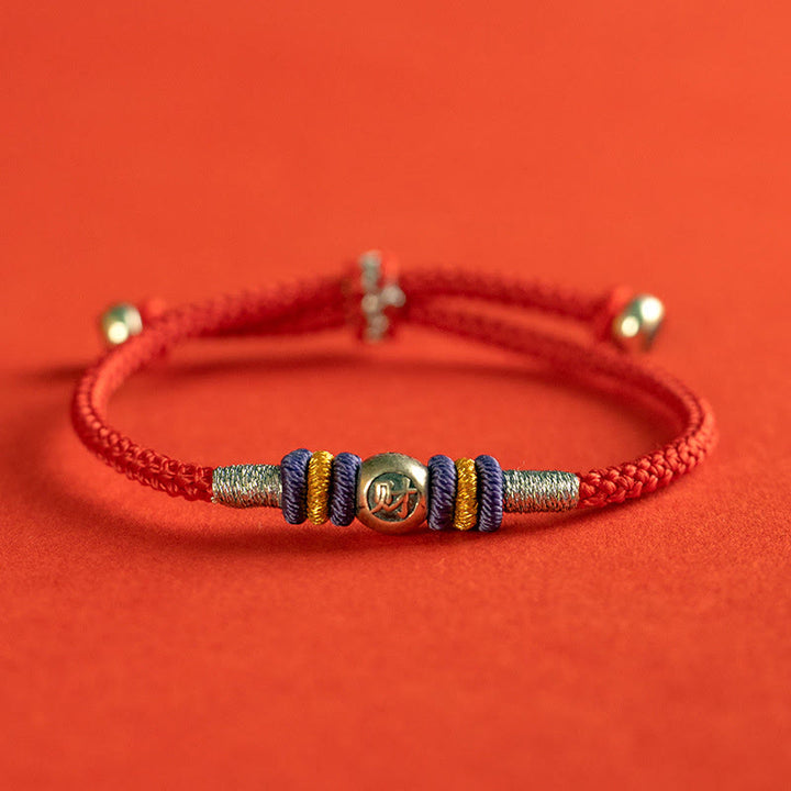 Bransoletka ochronna z czerwonymi Buddha Stones i znakami chińskimi