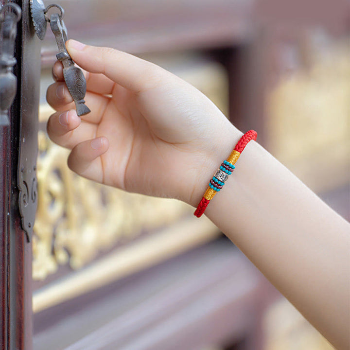 Buddha Stones Czerwony Sznur Czarny Sznur Sześć Prawdziwych Słów Bransoletka Połączenie Srebra Sterlingowego 925 - image 12