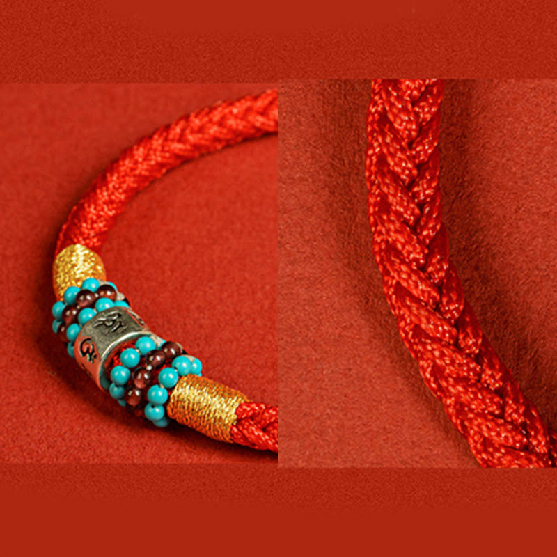 Buddha Stones Czerwony Sznur Czarny Sznur Sześć Prawdziwych Słów Bransoletka Połączenie Srebra Sterlingowego 925 - image 15