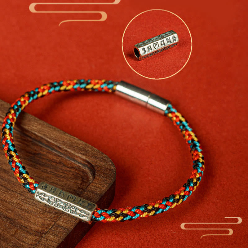 Buddha Stones Czerwony Sznur Czarny Sznur Sześć Prawdziwych Słów Bransoletka Szczęścia 925 Srebro Sterling - image 12