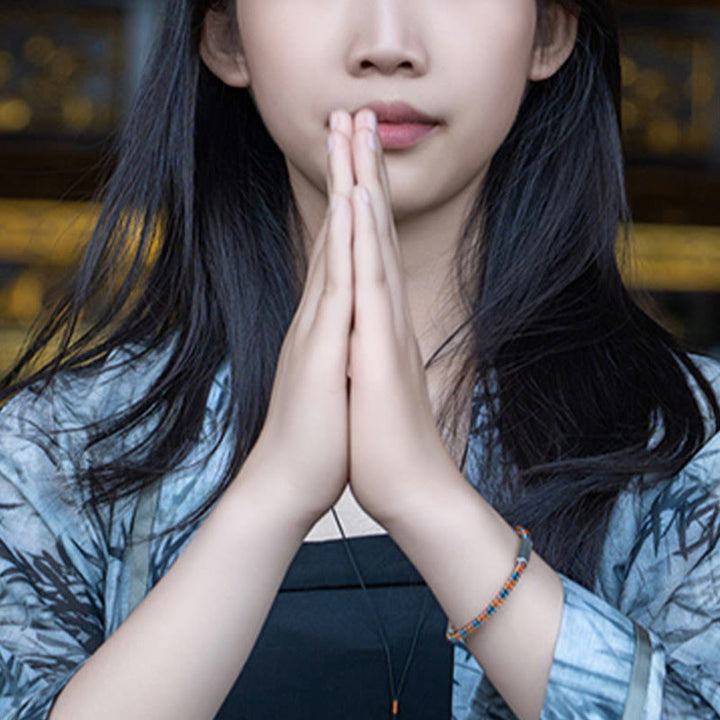 Buddha Stones Czerwony Sznur Czarny Sznur Sześć Prawdziwych Słów Bransoletka Szczęścia 925 Srebro Sterling - image 4