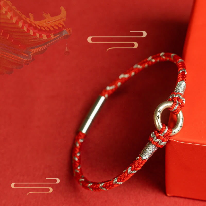 Bransoletka Buddha Stones Red String 925 ze srebra próby 925 Safe Luck - image 0