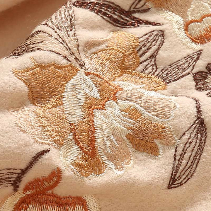 Buddha Stones Wełniany Szal Kwiaty Liście Haft Chwost Zimowy Przytulny Podróżny Szalik Otulacz - image 7