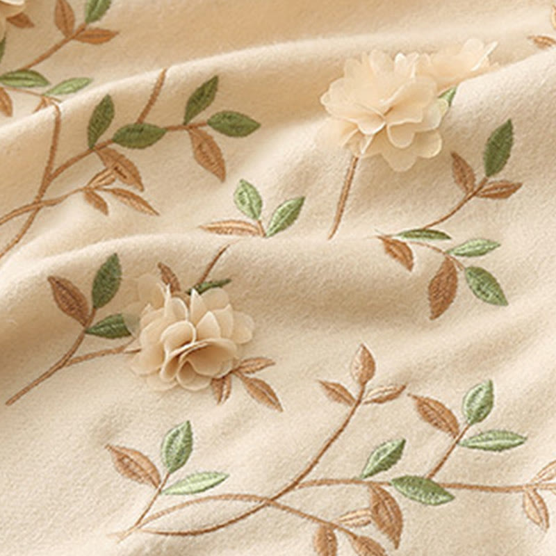 Szal z wełny Buddha Stones Kamienie 3D Kwiatowy haft Chwost Zimowy przytulny szalik podróżny - image 23