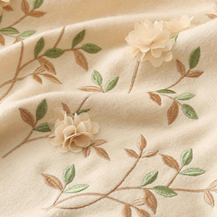 Szal z wełny Buddha Stones Kamienie 3D Kwiatowy haft Chwost Zimowy przytulny szalik podróżny - image 23