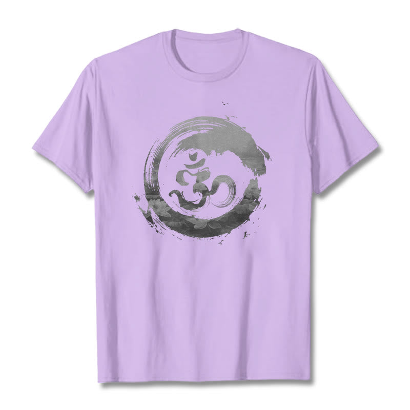 Koszulka z bawełny z motywem Buddha Stones Om Lotus - Śliwka - 2XL - image 13