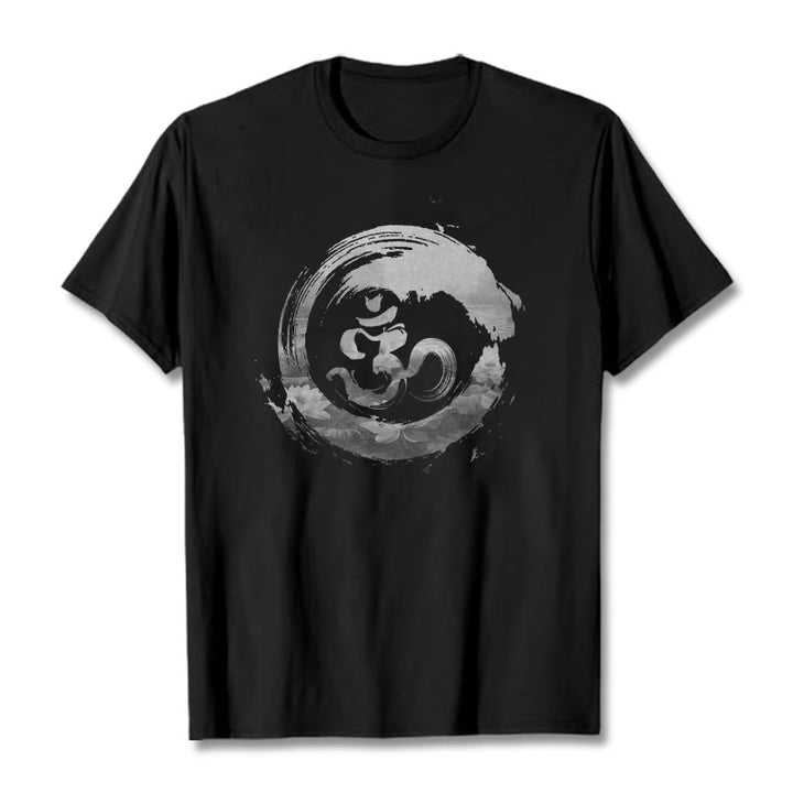 Koszulka z bawełny z motywem Buddha Stones Om Lotus - Czarny - 2XL - image 0