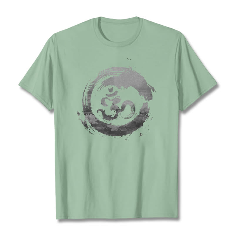 Koszulka z bawełny z motywem Buddha Stones Om Lotus - PaleGreen - 2XL - image 17