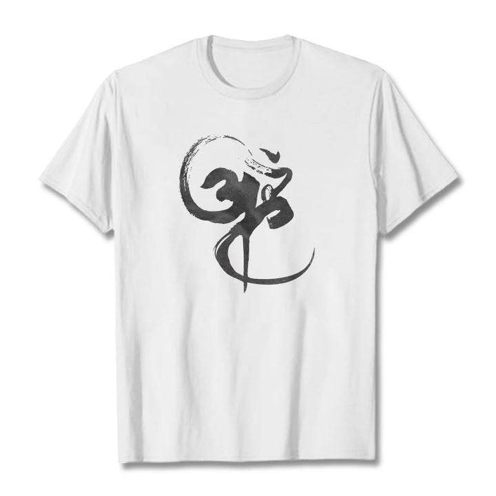Koszulka z nadrukiem Buddha Stones Om Design Cotton Tee - Biały - 2XL - image 5