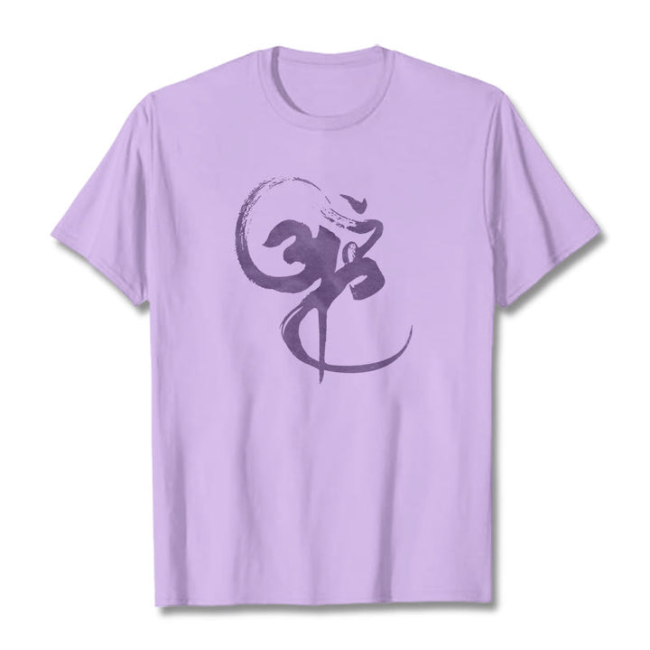 Koszulka z nadrukiem Buddha Stones Om Design Cotton Tee - Śliwka - 2XL - image 13