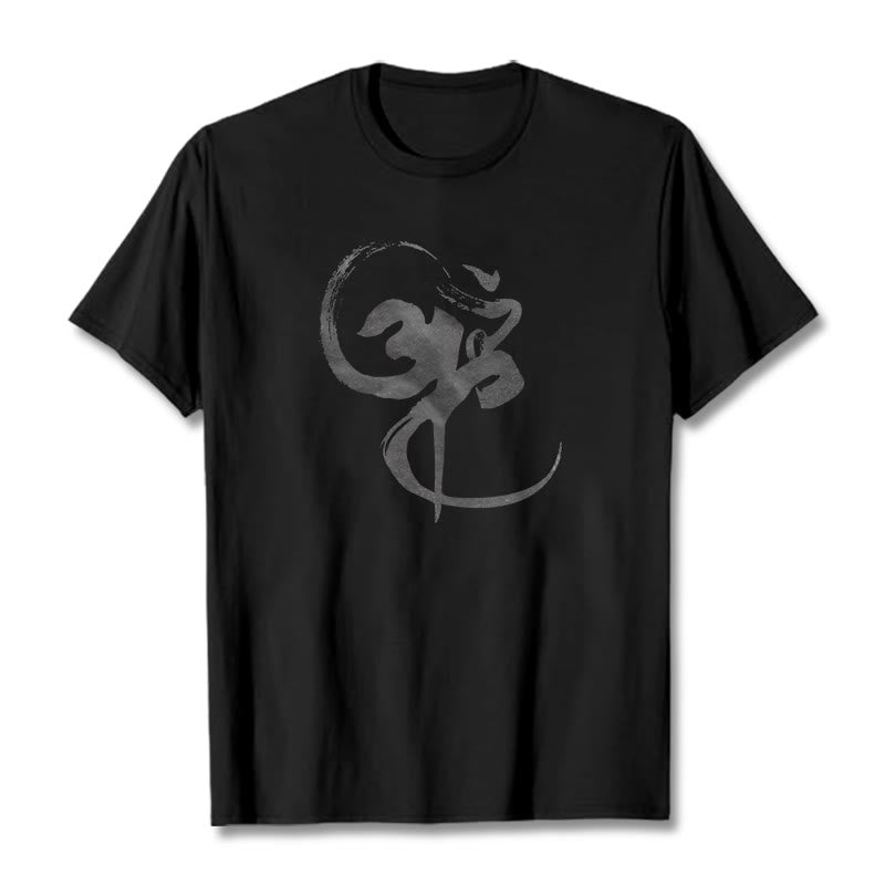 Koszulka z nadrukiem Buddha Stones Om Design Cotton Tee - Czarny - 2XL - image 0