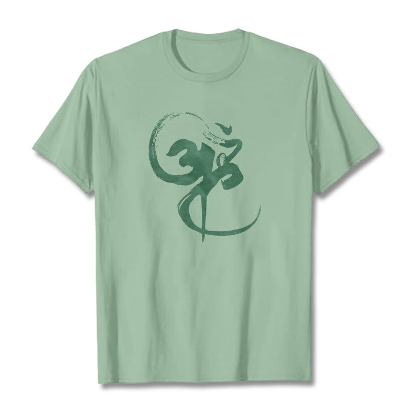 Koszulka z nadrukiem Buddha Stones Om Design Cotton Tee - PaleGreen - 2XL - image 17