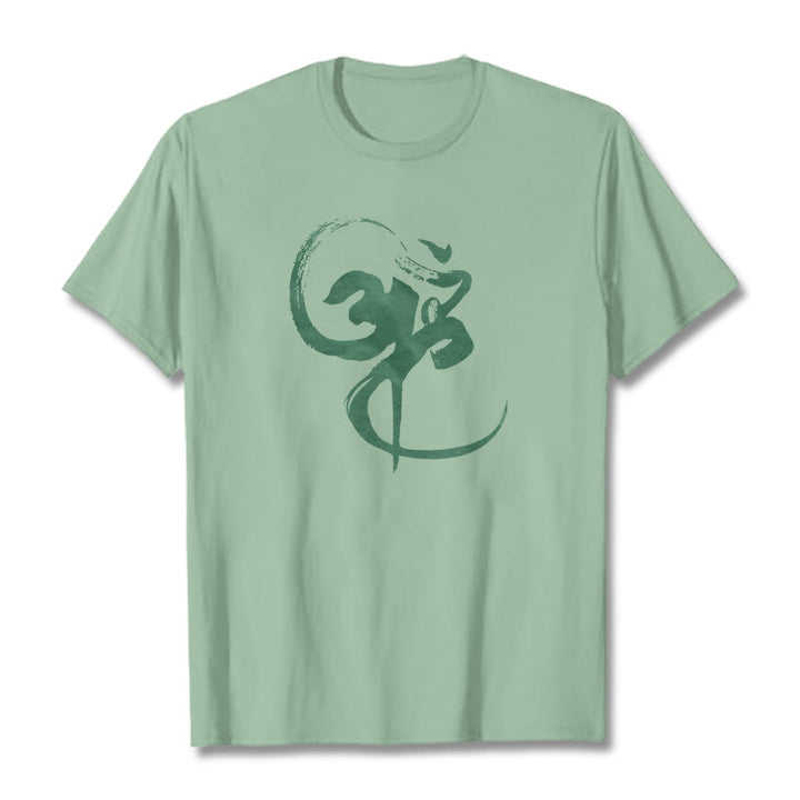Koszulka z nadrukiem Buddha Stones Om Design Cotton Tee - PaleGreen - 2XL - image 17