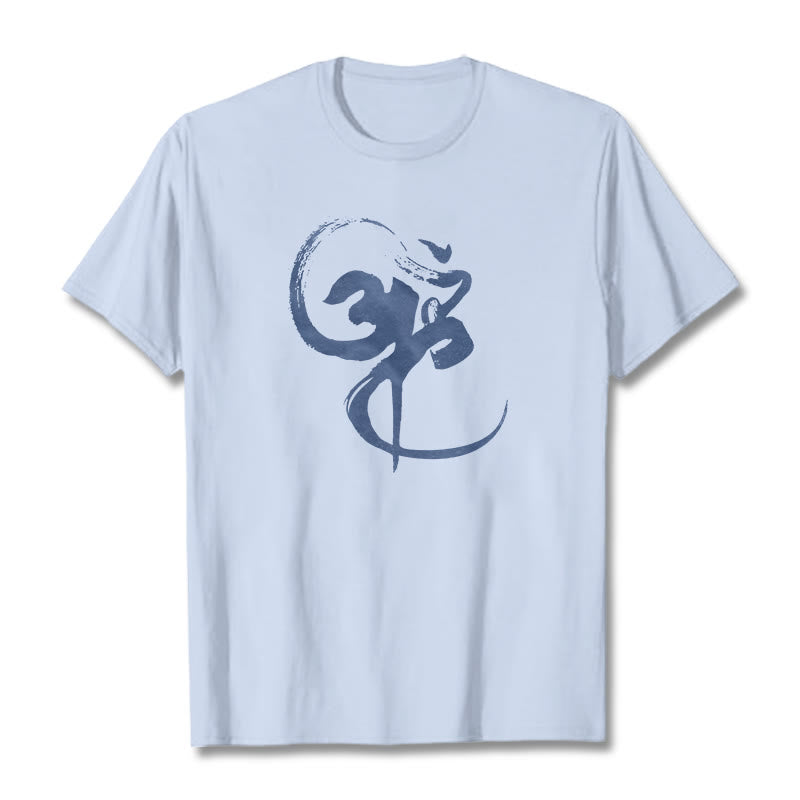 Koszulka z nadrukiem Buddha Stones Om Design Cotton Tee - Jasnoniebieski - 2XL - image 10