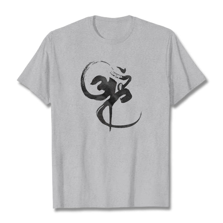 Koszulka z nadrukiem Buddha Stones Om Design Cotton Tee - Jasnoszary - 2XL - image 19