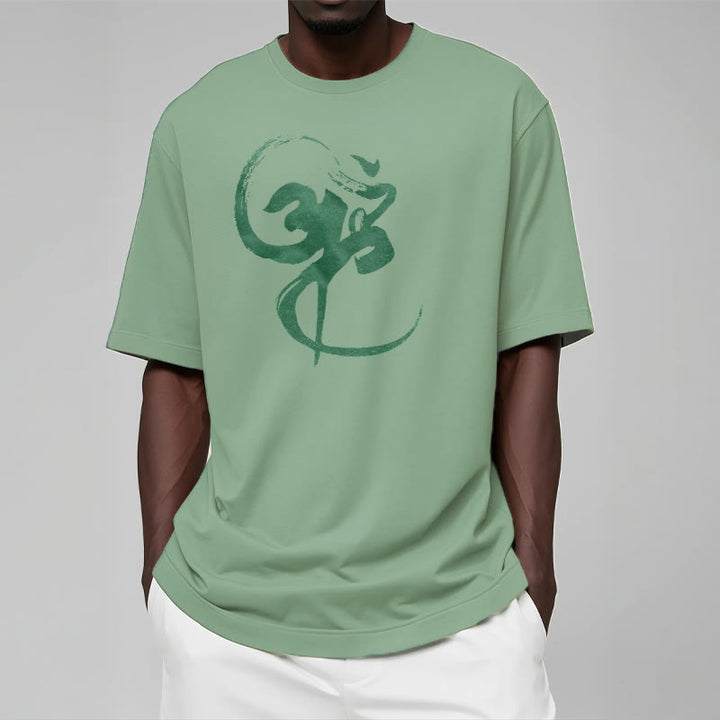 Koszulka z nadrukiem Buddha Stones Om Design Cotton Tee - image 18