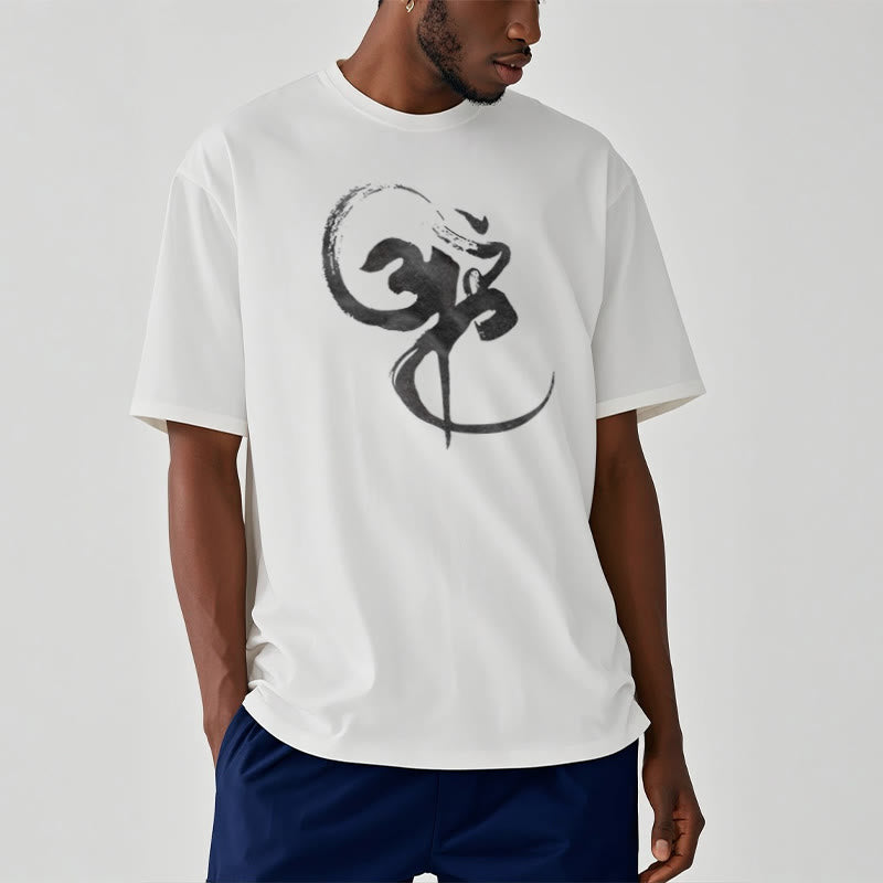 Koszulka z nadrukiem Buddha Stones Om Design Cotton Tee - image 7