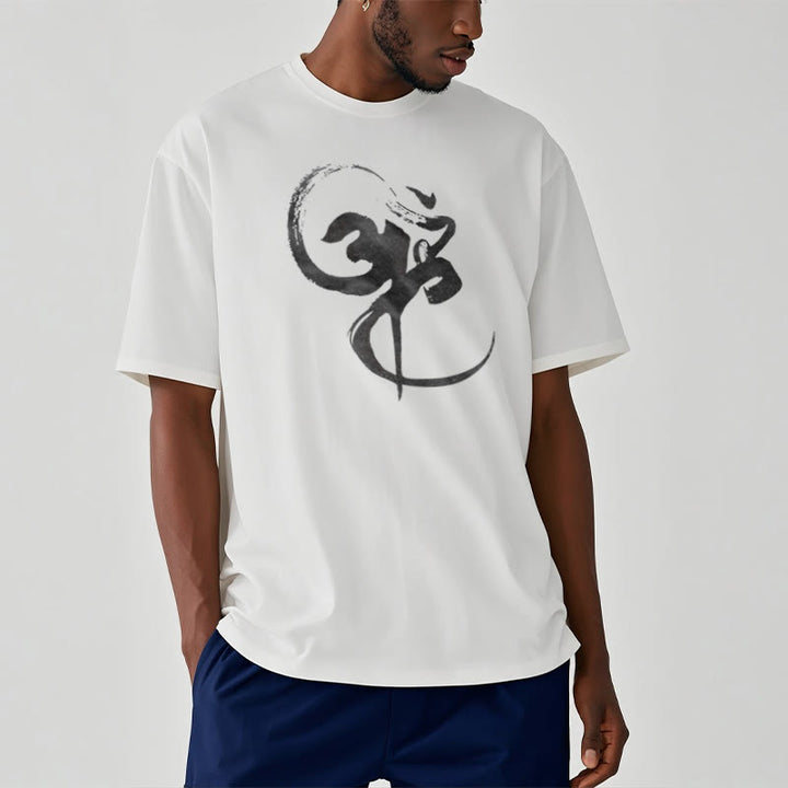 Koszulka z nadrukiem Buddha Stones Om Design Cotton Tee - image 7