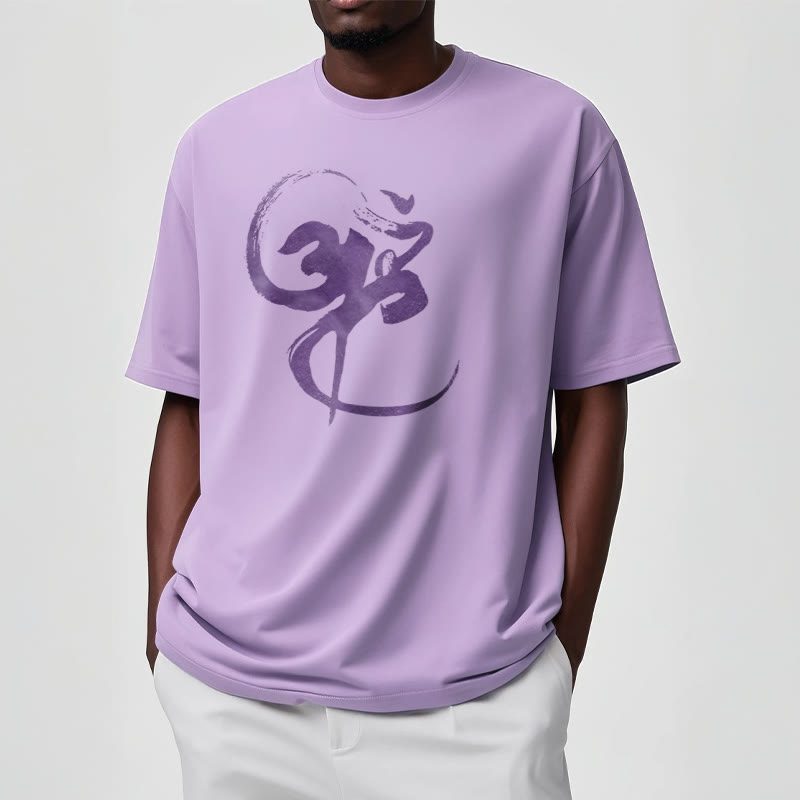 Koszulka z nadrukiem Buddha Stones Om Design Cotton Tee - image 14