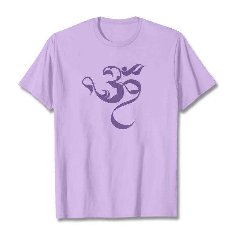 Koszulka z nadrukiem Buddha Stones Om Figura Projekt Bawełny T-shirt - Śliwka - 2XL - image 13