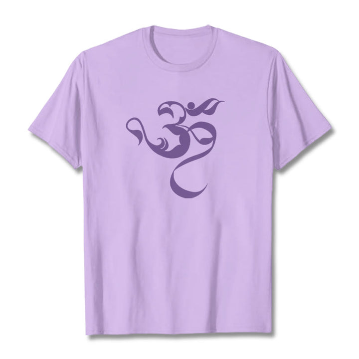 Koszulka z nadrukiem Buddha Stones Om Figura Projekt Bawełny T-shirt - Śliwka - 2XL - image 13