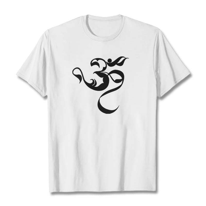 Koszulka z nadrukiem Buddha Stones Om Figura Projekt Bawełny T-shirt - Biały - 2XL - image 5