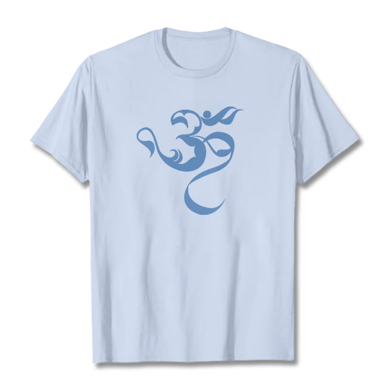 Koszulka z nadrukiem Buddha Stones Om Figura Projekt Bawełny T-shirt - Jasnoniebieski - 2XL - image 10