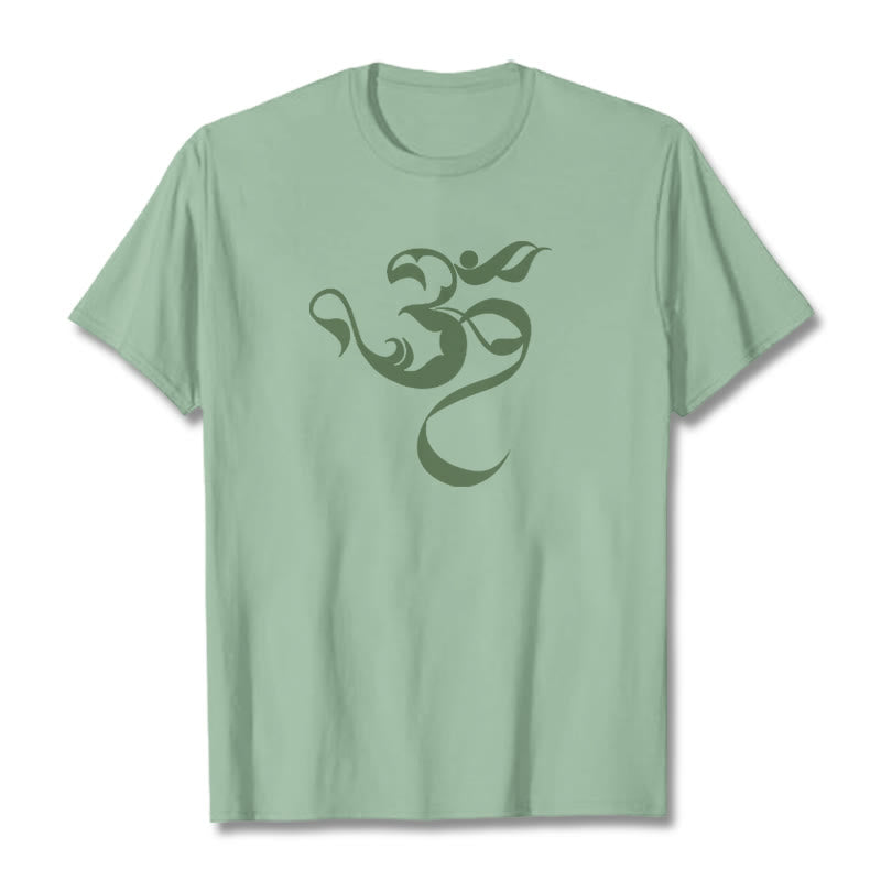 Koszulka z nadrukiem Buddha Stones Om Figura Projekt Bawełny T-shirt - PaleGreen - 2XL - image 18