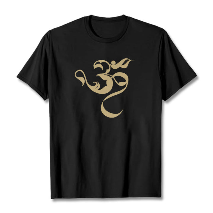 Koszulka z nadrukiem Buddha Stones Om Figura Projekt Bawełny T-shirt - Czarny - 2XL - image 0