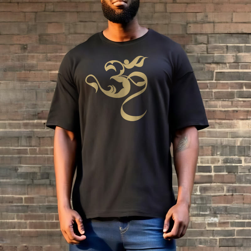 Koszulka z nadrukiem Buddha Stones Om Figura Projekt Bawełny T-shirt - image 3